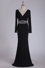 Sleeves V Neck Sexy Open Back Long Beading Mother Of The Bride Dresses