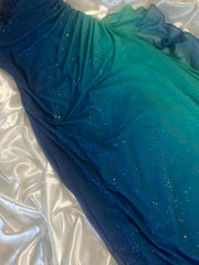 Glitter Blue Sweetheart Neck Bodycon Dress Ruffled Party Dress Spaghetti Strap Evening Dress ED01813