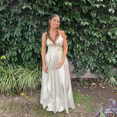 A Line V-Neck Spaghetti Straps Long formal dresses Bridesmaid Dresses evening gown Prom Dress