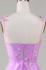 A Line Square Neck Corset Prom Dress with 3D Butterflies Floor Length Charming Evening Party Dress