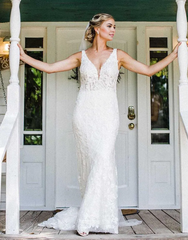 Aimishang Wedding Dress Mermaid Sexy V Neck Backless