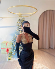 Sheath/Column Halter Floor-Length Prom Dresses Sexy