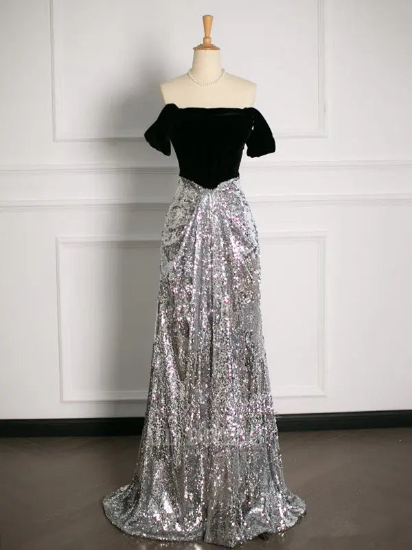 A Line Off The Shoulder Sexy Sequin formal dresses Bridesmaid Dresses evening gown Prom Dress