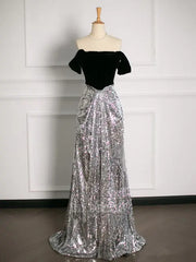 A Line Off The Shoulder Sexy Sequin formal dresses Bridesmaid Dresses evening gown Prom Dress