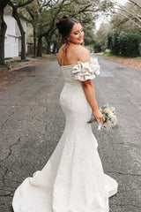 Mermaid Strapless Jacquard Satin Prom Dresses