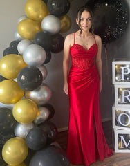 Mermaid Rose Gold Sweetheart Prom Dresses with Slit and Beading