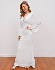 Aimishang V Neck Party Dress with Open Back