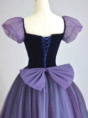 Purple A-Line Tulle Long Prom Dress, Purple Long Formal Dress