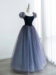 A-Line Purple Tulle Long Prom Dress, Purple Sweet 16 Dress