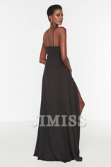 Split neckline evening gown and graduation gown formal evening gown