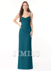Sheath pleated chiffon and floor length bridesmaid dress - Jimiss Dress