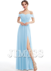 Ruffled A-line Floor-length Chiffon Bridesmaids Dress