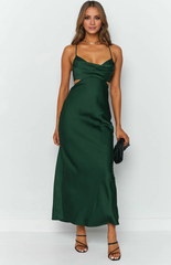 Jimiss collar neckline thin shoulder strap backless satin long Prom dress