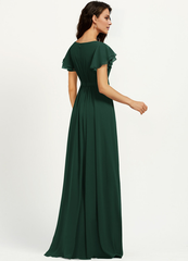 Ruffled A-line Scoop Neck Chiffon Bridesmaids Dress