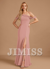 Trumpet Mercedes-tail One-shoulder Floor-length Chiffon Bridesmaid Dress