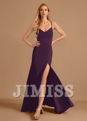 Horn/Tail V-neck and Ground Chiffon Bridesmaid Dress