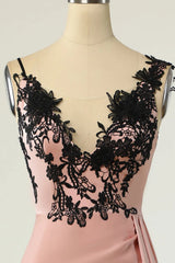 Tight V-neck black nude knee length party dress