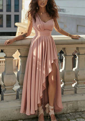 One shoulder sleeveless slim fit long gown evening dresses