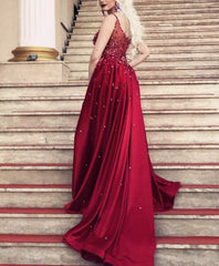 Mermaid V-neck Crystal Beaded Satin Dress Removable Skirt