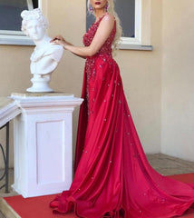 Mermaid V-neck Crystal Beaded Satin Dress Removable Skirt