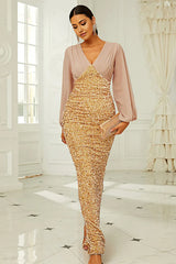 Mermaid Long Sleeves Sequins Mother of the Bride Dress
