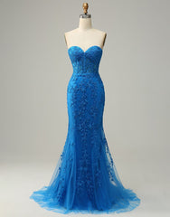 Lilac Mermaid Corset Back Long Prom Dress With Appliques Charming Evening Dress