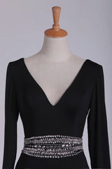 Sleeves V Neck Sexy Open Back Long Beading Mother Of The Bride Dresses