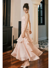 Mermaid Spaghetti Straps Pink Long formal dresses Bridesmaid Dresses evening gown Prom Dress