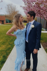 Sheath Straps Chiffon Ruffle Slit formal dresses Bridesmaid Dresses evening gown Prom Dress