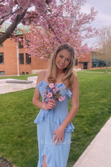 Sheath Straps Chiffon Ruffle Slit formal dresses Bridesmaid Dresses evening gown Prom Dress