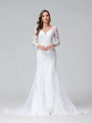 Aimishang Trumpet/Mermaid V-Neck Long Sleeves Lace Wedding Dresses