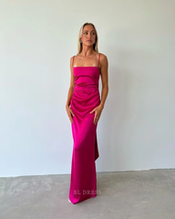 Sheath Spaghetti Straps Rose Red formal dresses Bridesmaid Dresses evening gown Prom Dress