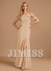 Trumpet Mercedes-tail One-shoulder Floor-length Chiffon Bridesmaid Dress