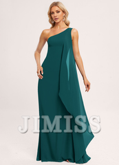 Ruffled A-line One Shoulder Floor Length Chiffon Bridesmaids Dress