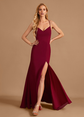 Horn/Tail V-neck and Ground Chiffon Bridesmaid Dress