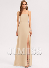 A-line square floor-length chiffon bridesmaid dress