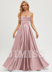 A-line sweetheart floor length satin prom dress