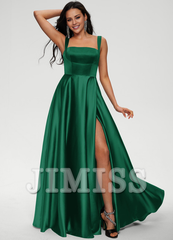 Bow A-line floor-length satin prom dress