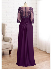 A-Line Mother of the Bride Dress Wedding Guest Elegant High Low Scoop Neck Asymmetrical Satin Lace Short Sleeve with Bow(s) Pleats Appliques