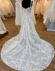 Aimishang Wedding Dress A-Line Spaghetti Straps Zipper Back Court Train With Appliques