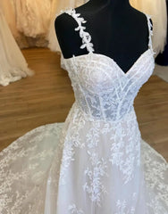 Aimishang Wedding Dress A-Line Spaghetti Straps Zipper Back Court Train With Appliques