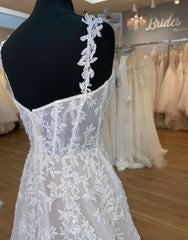 Aimishang Wedding Dress A-Line Spaghetti Straps Zipper Back Court Train With Appliques