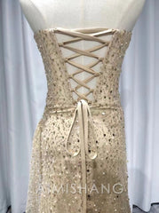 Wholesale Elegant Formal Wear Dresses Strapless Champion Sequin Long Prom Dress Slit Evening Gown Charming Party Dress