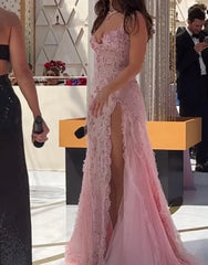 A line Pink Long Prom Dresses Party Evening Gowns, AST1732