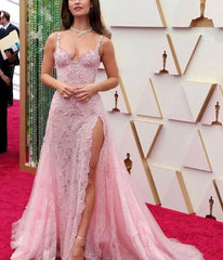 A line Pink Long Prom Dresses Party Evening Gowns, AST1732