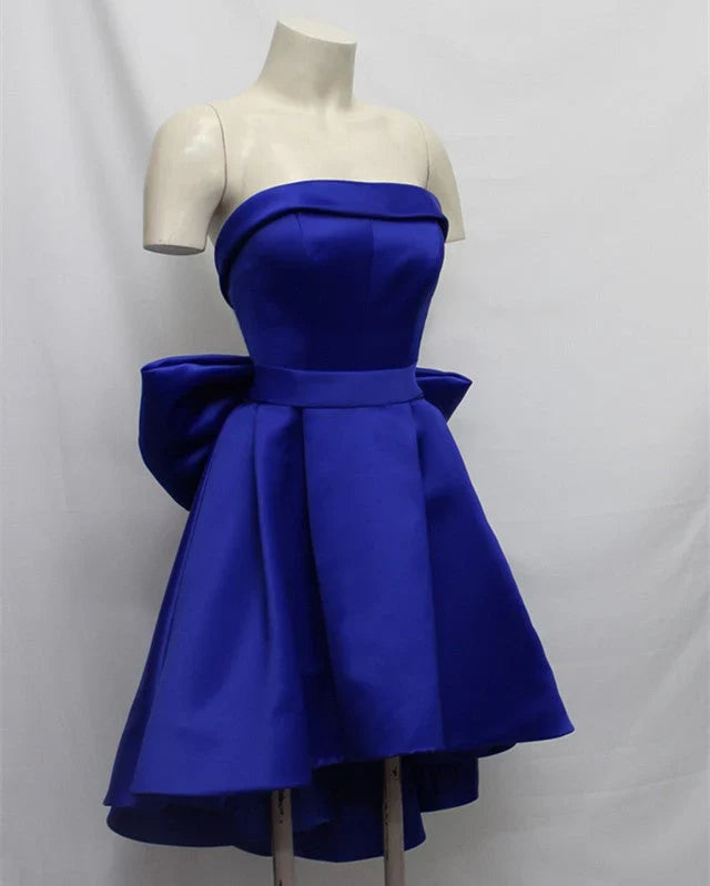Bow Ball Satin Short Homecoming Dress