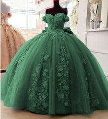 2024 Off Shoulder Ball Gown Quinceanera Dresses 3D Floral Applique Sweet 16 Gowns