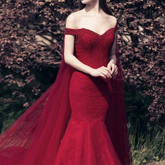 Beading V Neck Off Shoulder Lace Mermaid Evening Dresses Removable Skirt