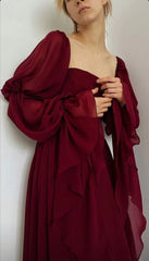Beautiful Vintage Romantic A-line Burgundy Prom Dress Evening Dress, AST1730