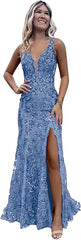 Women's Sparkly Sequin Mermaid Prom Dresses for Teens V Neck Long Formal Evening Party Dresses with Slit Wholesale